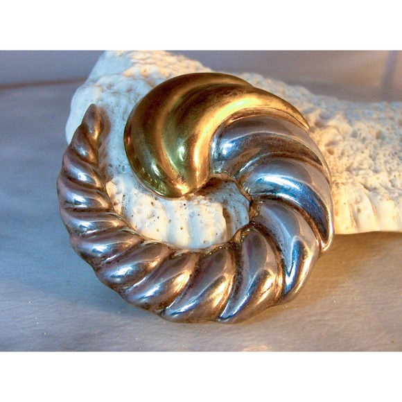 Vintage Sterling Silver Cornucopia Brooch , Mexico , Hectors , Taxco , Swirl - Picture 4 of 4